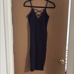The Vintage Shop Black Sleeveless Plunge Slip Dress